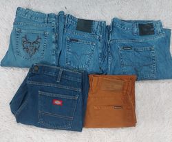 Harley Davidson, Dickies, Marlboro Jeans 5 Pcs