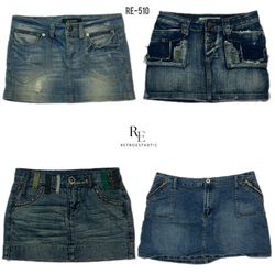 Saia Mini de Denim da Era Y2K Cyber Girl (RE-510)