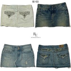 Y2K Britney Era Denim Micro Mini Skirts (RE-513)