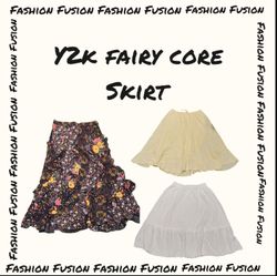 Y2k fairy core cotton maxi skirt (FF-510)