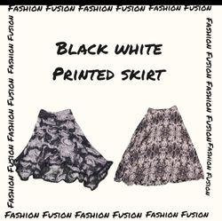 Y2k black and white printed maxi skirts (FF-514)