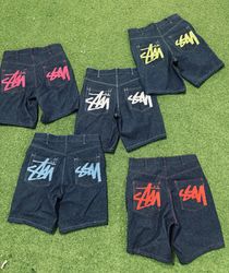 Rework style denim stussy shorts