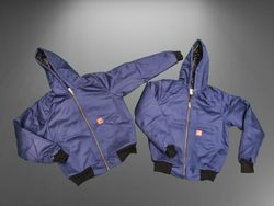 Carhartt Rework style blue hooded jacket