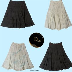 "Vintage-Inspired White & Black Cotton Skirts (GRV..