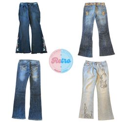 Y2K Vintage Fancy Flared Jeans 11 Stück