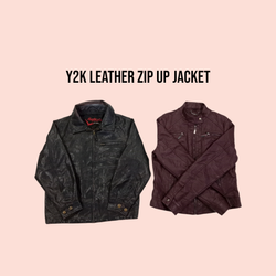 Chaqueta de cuero con cremallera Y2k