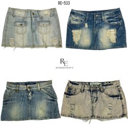 Y2K IT Girl Denim Micro Mini Skirts (RE-533)