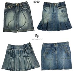 Y2K Paris Hilton Denim Mix Midi Skirts (RE-534)