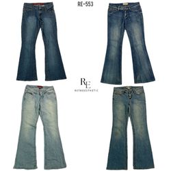 Y2K Cyber Girl Era Denim Flared Jeans (RE-553)