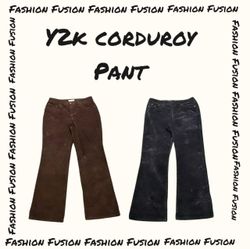 Pantaloni di velluto a costine svasati Y2k (FF-555..