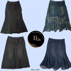 "Vintage Denim Long Skirts – Classic Y2K Vibes (GR..