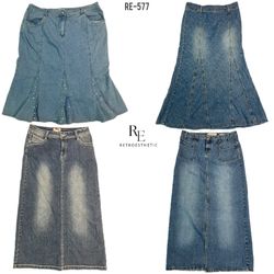 Jupes maxi en denim Y2K Folly (RE-577)