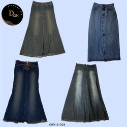 Y2K-Inspired Denim Maxi Skirts (GRV-2-024)