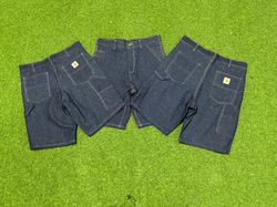 Rework style carhartt mid blue denim shorts