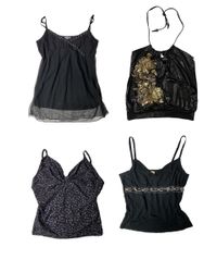 “Y2K Noir Glam – Sheer, Sparkle & Embellished Tops..