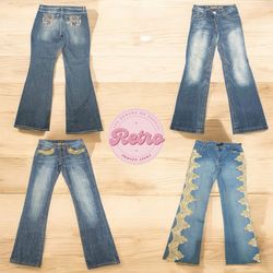 Y2K Vintage Stylish Flared Jeans: 10 Pcs