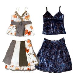 Y2K Blumen- und Samt-Matchende Sets