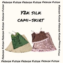 (FF-580) y2k silk-cami & Silk-skirt