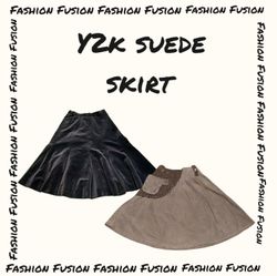 (FF-582) y2k suede skirt