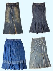 “Y2K Aesthetic Denim Maxi Skirt (TS-314)