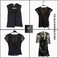 Y2K BLACKISH BLOUSES - 10 PCS (SHORT SLEEVES BUNDL..