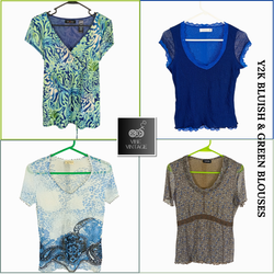BLUSES BLEUIES ET VERTES Y2K - 09 PCS (MANCHES COU..