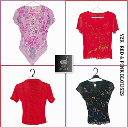 BLOUSES ROUGES ET PINK Y2K - 09 PCS (À MANCHES COU..