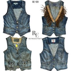 Gilets en Denim Uniques Y2K (RE-591)