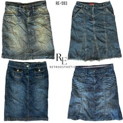 Jupes midi en denim Y2K Cyber Girl Era (RE-593)