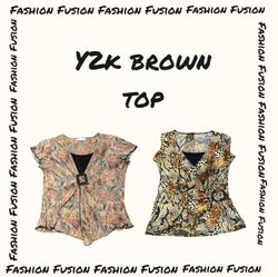 (FF-622) Y2k brown Tops