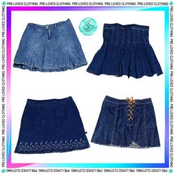 Saia mini e midi de denim para ladies Y2k