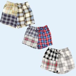 Shorts de Flanela Reestruturados SS25 em Patchwork