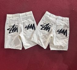 Rework style stussy white shorts