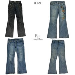 Jeans in denim a palazzo unici Y2K (RE-625)