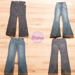 Y2K Vintage Retro Flared Jeans: 10 Pcs