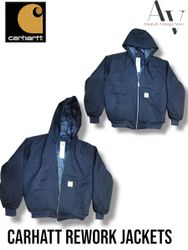 Giacca A Fumetti Vintage Carhartt Riutilizzata Blu..