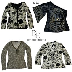 Y2K Black Gothic Mix Full Sleeve Tops (RE-633)