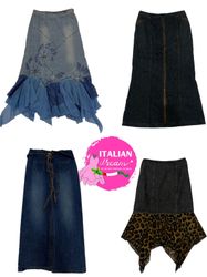 Y2k cyber cool denim long skirts