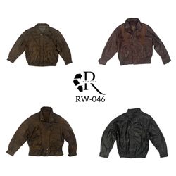 Y2K 90s Leather Bomber Jackets (RW-046)