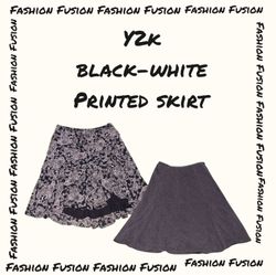 (FF-677) jupe noir-blanc y2k