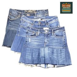 SS25 Reworked Denim Pleated Skirt