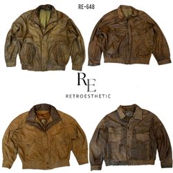 Veste en cuir bomber années 90/Y2K (RE-648)