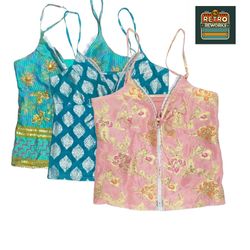 SS25 Reworks Lace Trim Khaddi Silk Cami Tops