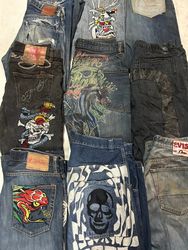 TAV#144 Vintage Evisu Ed hardy Jnco Jeans - 12 pcs