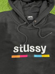 Rework-Stil schwarze Stussy Mittel-Logo Hoodies