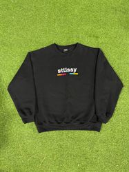 Sudadera negra de cuello redondo Stussy estilo rew..