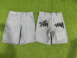 shorts in denim grigio stussy stile rework