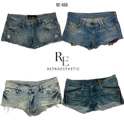 Statements Y2K Denim Micro Mini Shorts (RE-668)