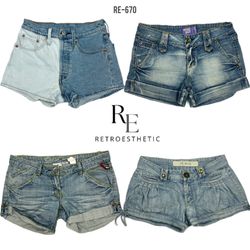 Shorts in denim stile retro Y2K (RE-670)