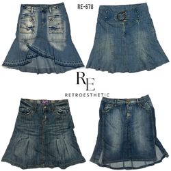 Y2K Unique Denim Midi Skirts (RE-678)